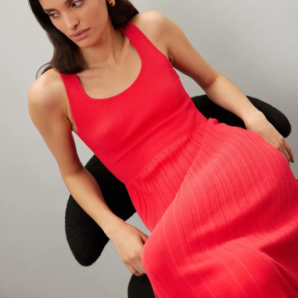 MICHAEL KORS Ribbed Knit Tank Dress in Red Coral sz M EUC - Picture 4 of 15
